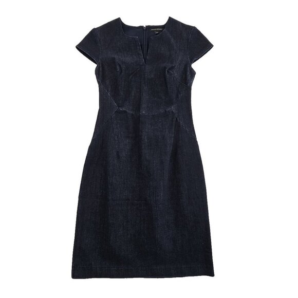 Banana Republic Angled Seam Pencil Dress Women's Sz 0 Short Sleeve Navy NWOT - Picture 1 of 16